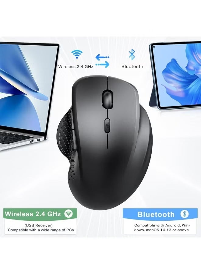 جيرتك ماوس ELITE W500 اللاسلكي الصامت القابل لإعادة الشحن ثنائي الوضع، مزود بتقنية البلوتوث/2.4 جيجاهرتز، بطول 10 أمتار، مزود بستة أزرار، وزر تشغيل/إيقاف موفر للطاقة، ودقة 2400 نقطة في البوصة، وخفيف الوزن، مثالي لألعاب الأعمال | أسود - Image 4